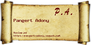 Pangert Adony névjegykártya